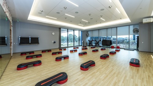 View of the fitness classroom.