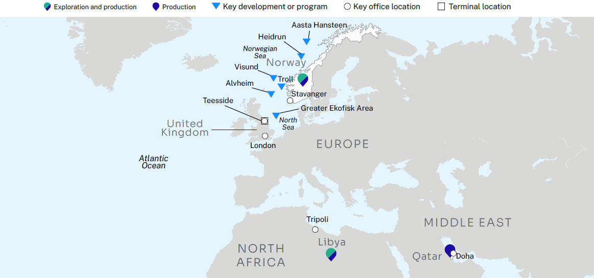 ConocoPhillips Europe, Middle East and North Africa Operations Map